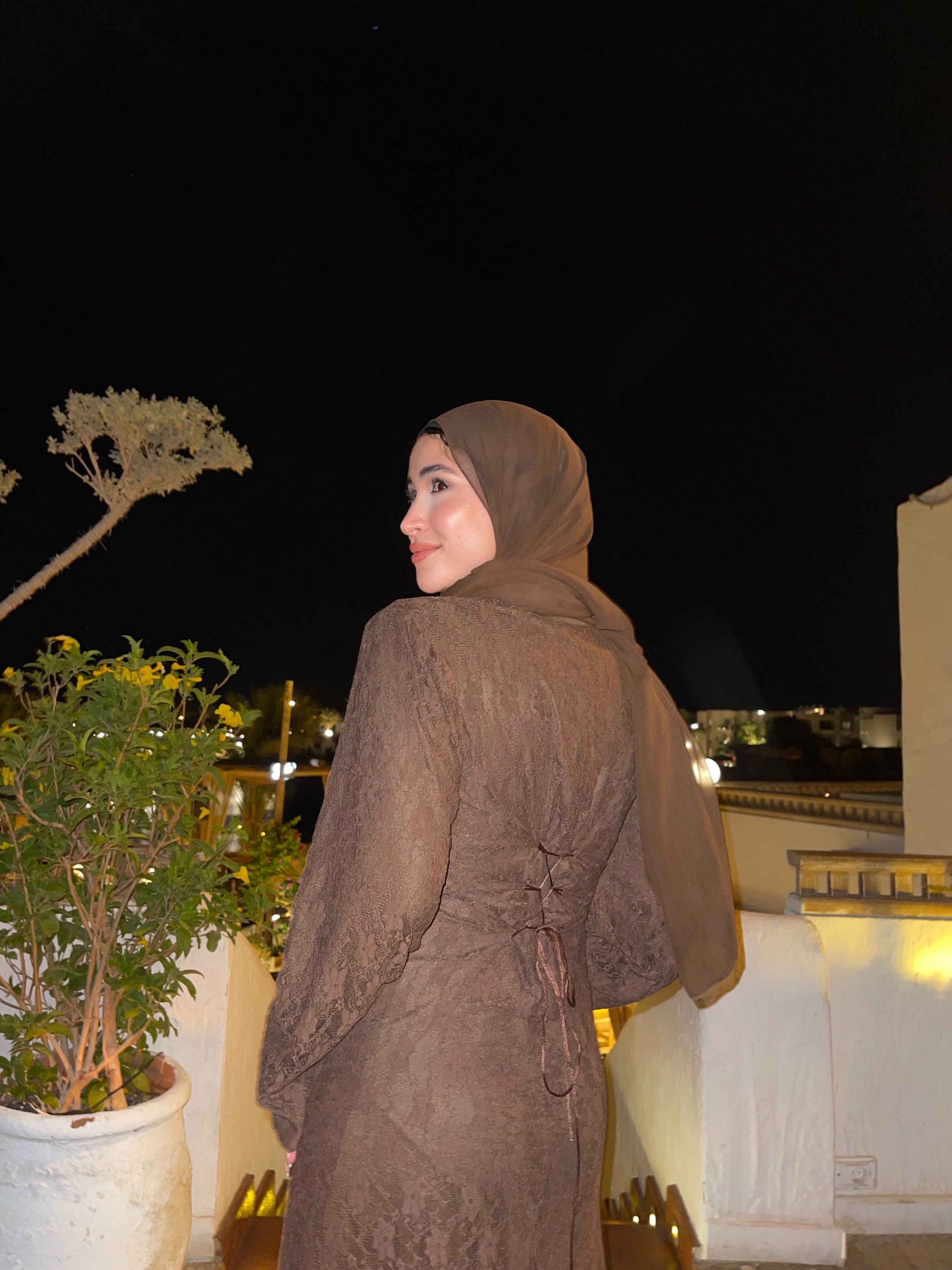 Brown dentelle dress