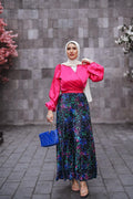 Printed pleated pants