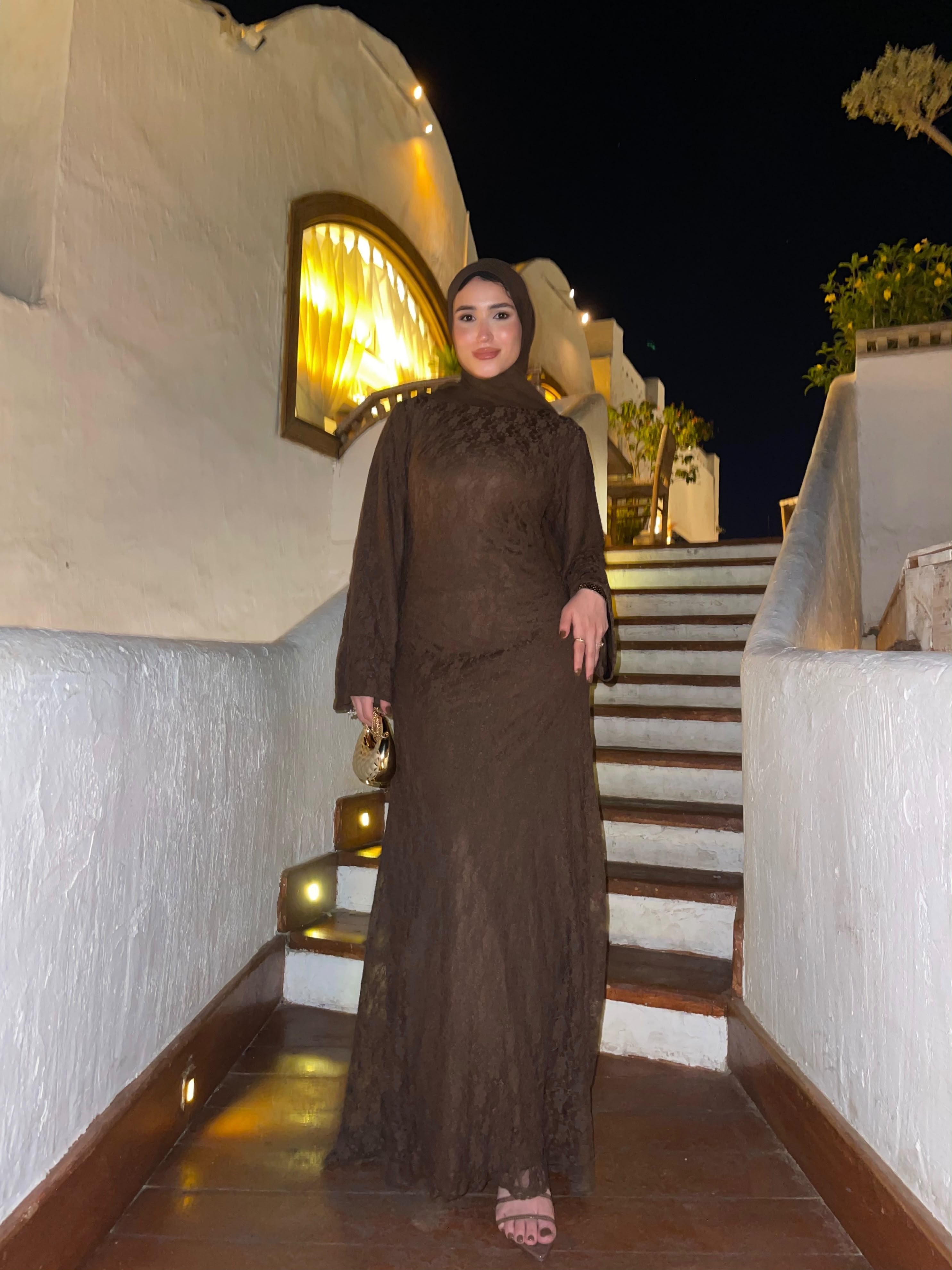 Brown dentelle dress