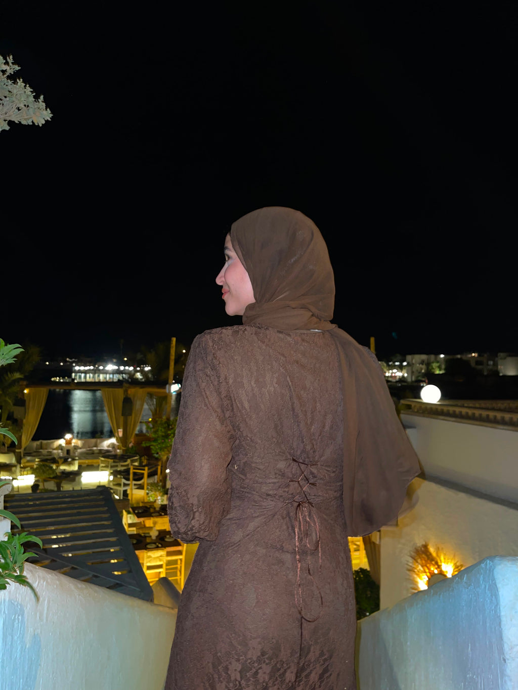 Brown dentelle dress
